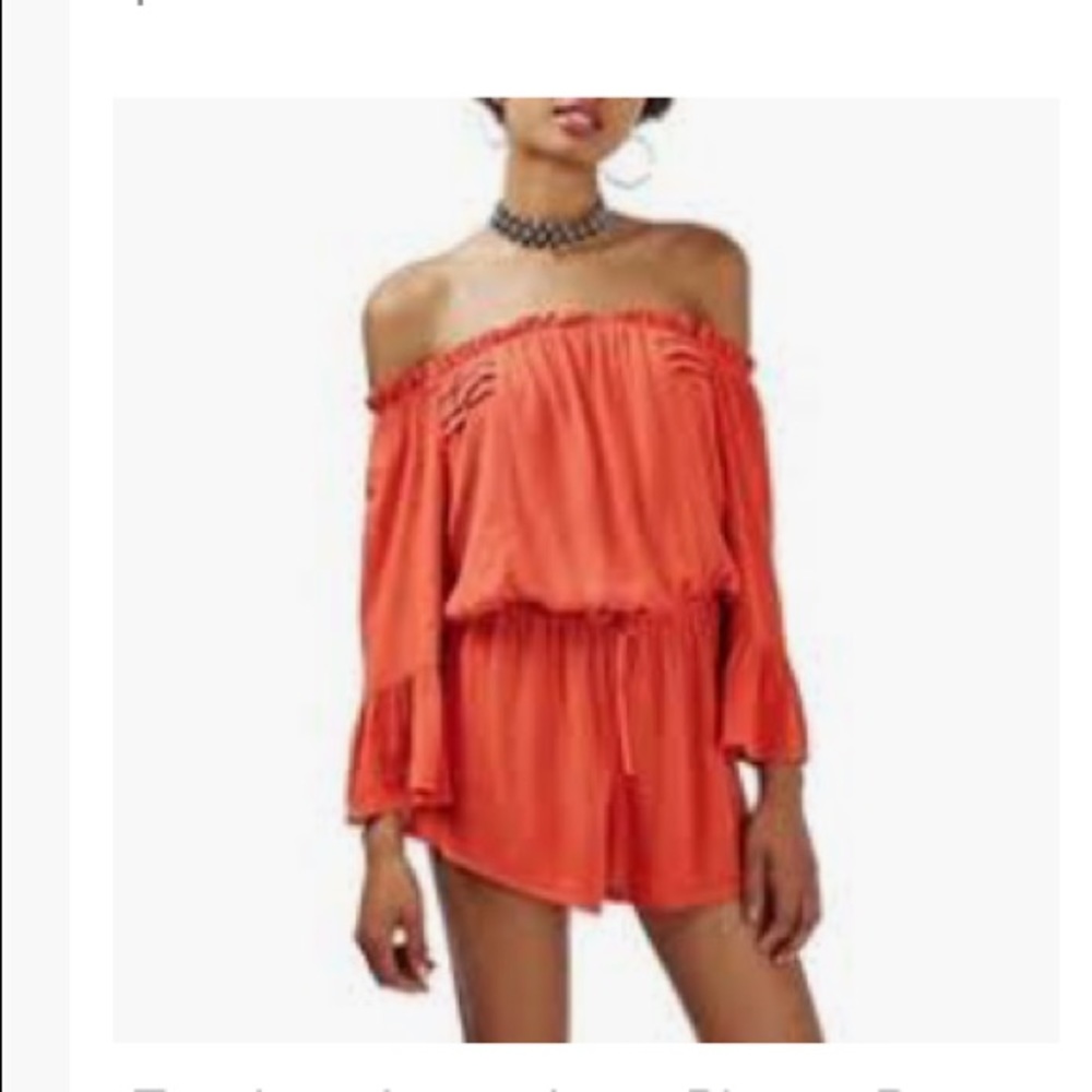TopShop Orange long sleeve romper
